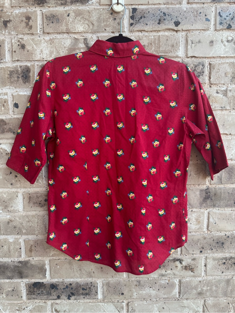 Lauren Ralph Lauren Vintage 90’s Red Floral Button-Up Shirt PS - Picture 7 of 10
